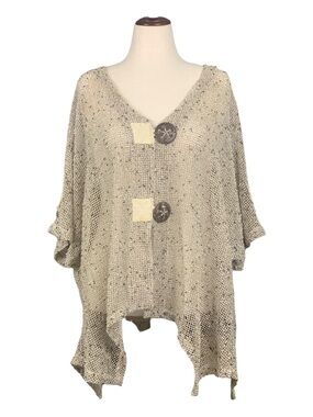 Mirror Image 100% Cotton Beige Open Weave Boho Cardigan Minimalist Lagen Look 3X